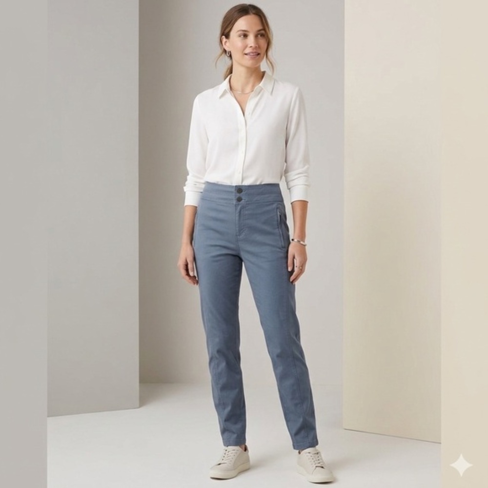 NWT Loft Women’s 27 Blue High Rise Cotton Skinny Ankle Crop Chino Pants 4